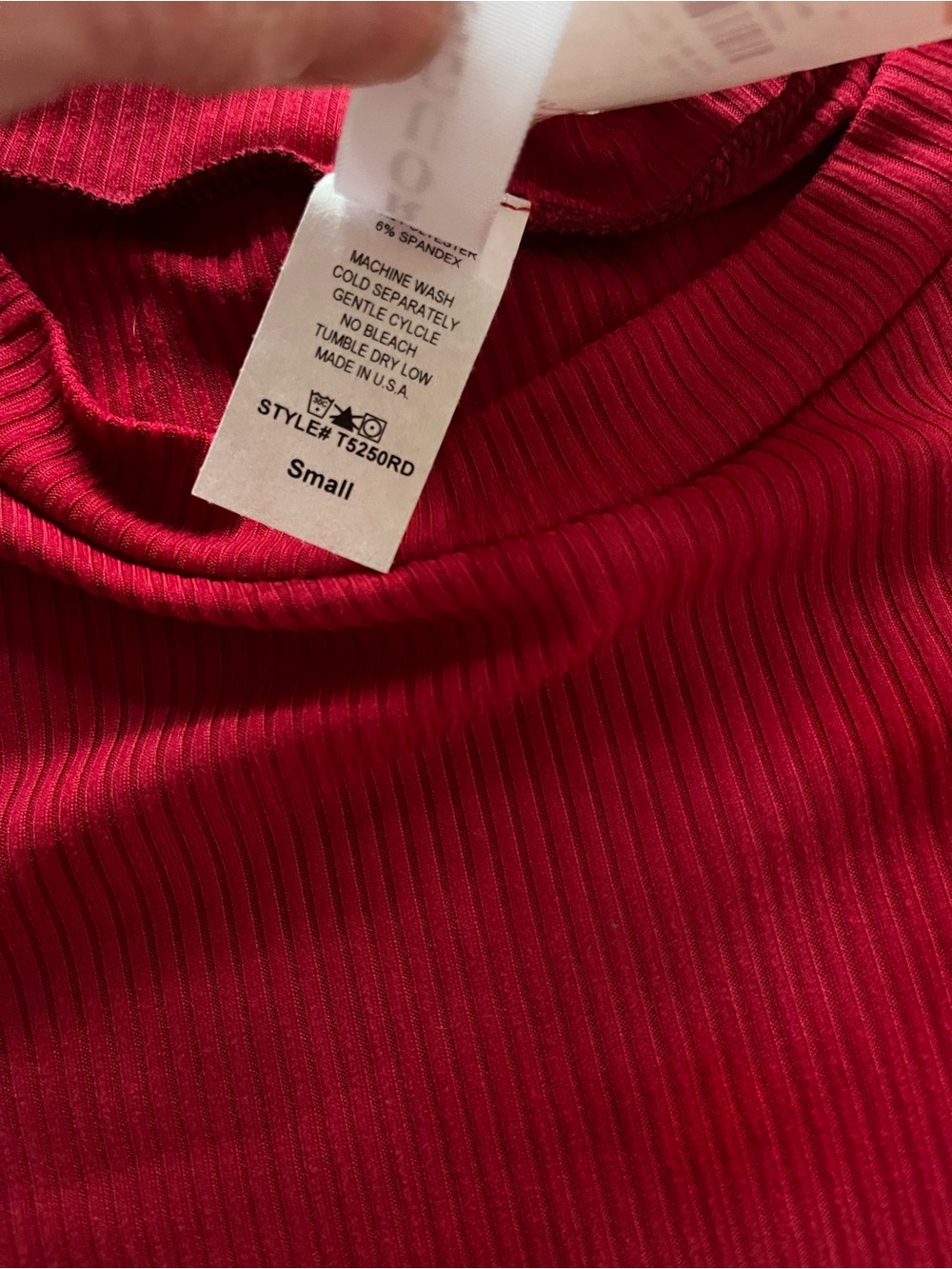 NWT Rouge! Red Ribbed Long-Sleeve Top with Ruffled Shoulders - Picture 3 of 3